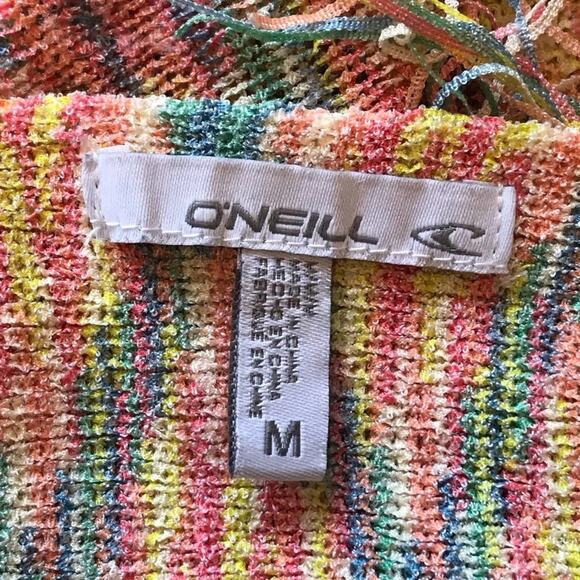 O’Neill M tank top yellow blue fringe cut out bohemian summer vacation casual - Picture 4 of 7